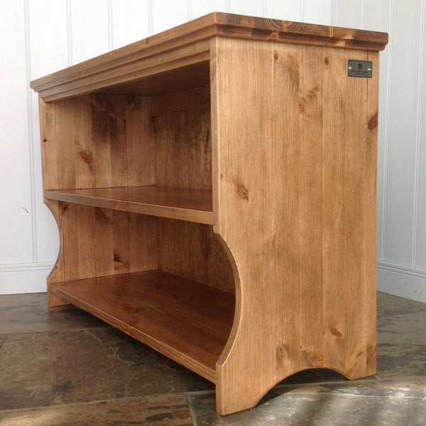 Hall shoe rack bench with storage shelf in a choice of wood finishes